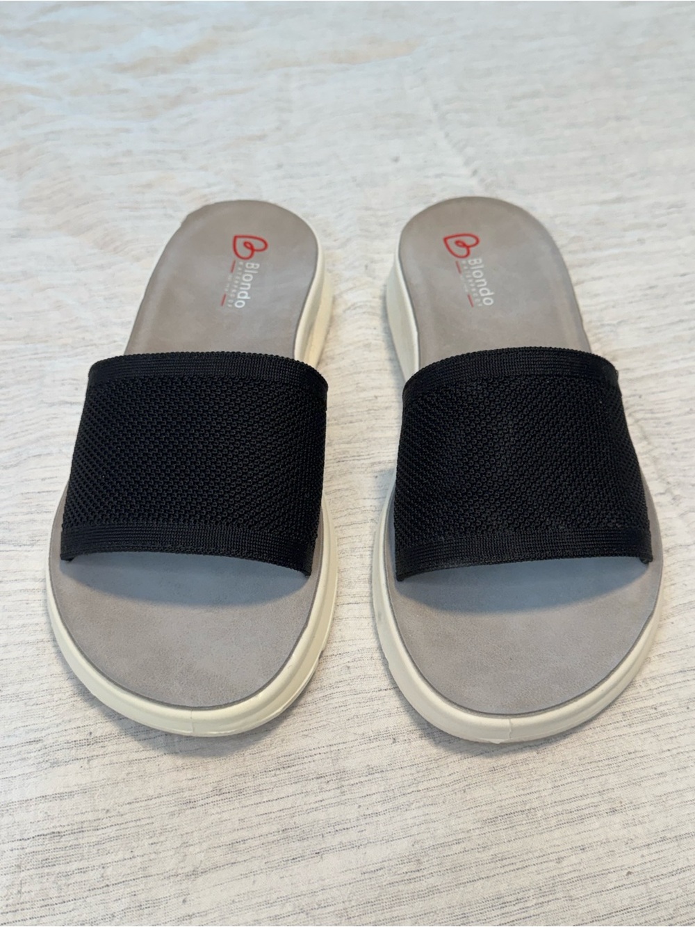 Blondo Black and Gray Slide Sandals - Women's Slip-On Comfort